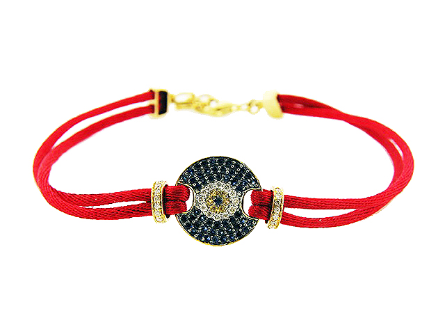 Red String Diamond Sapphire 18k Gold Evil Eye Bracelet